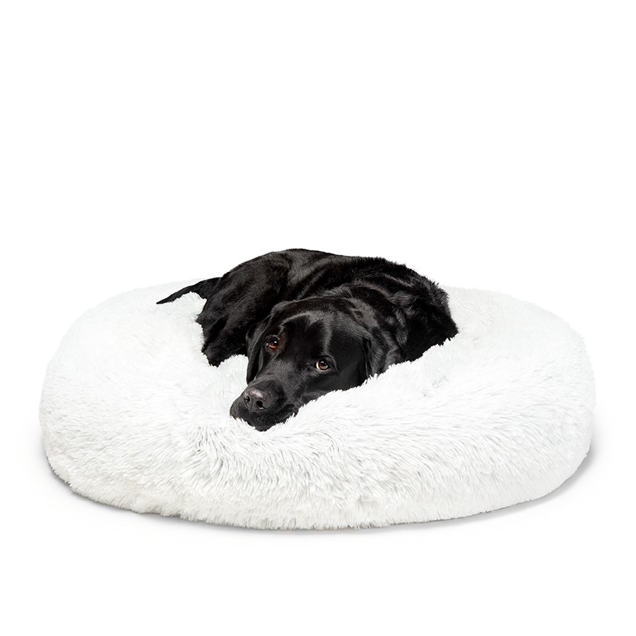 Fur King "Aussie" Calming Dog Bed  - White - 100 CM - Large