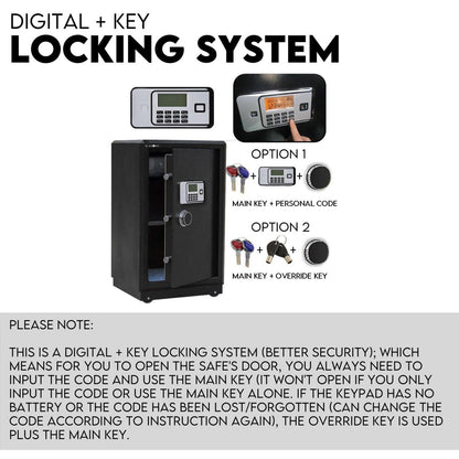 Digital Safe Safety Box Security Code Lock Box Fire Proof Heavy Duty 80L
