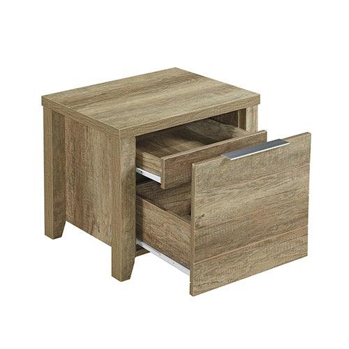 Alice 4 Pieces Bedroom Suite Natural Wood Like MDF Structure Queen Size Oak Colour Bed, Bedside Table & Dresser