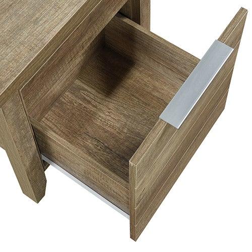 3 Pieces Bedroom Suite Natural Wood Like MDF Structure King Size Oak Colour Bed, Bedside Table