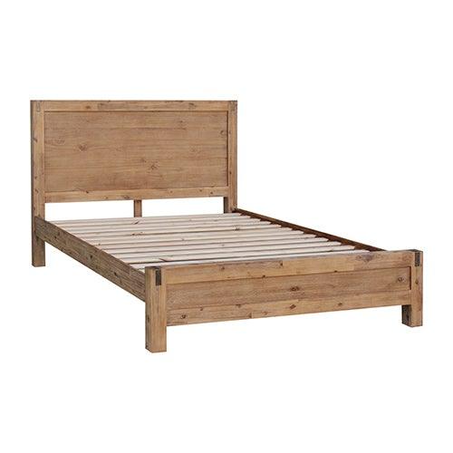 3 Pieces Bedroom Suite in Solid Wood Veneered Acacia Construction Timber Slat King Single Size Oak Colour Bed, Bedside Table
