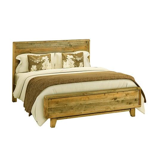 4 Pieces Bedroom Suite Queen Size in Solid Wood Antique Design Light Brown Bed, Bedside Table & Dresser