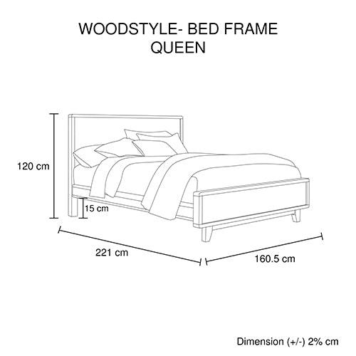 4 Pieces Bedroom Suite Queen Size in Solid Wood Antique Design Light Brown Bed, Bedside Table & Dresser