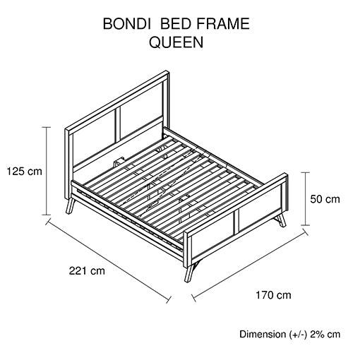 Queen Size Wooden Bed Frame with Medium High Headboard in Ozzy Colour