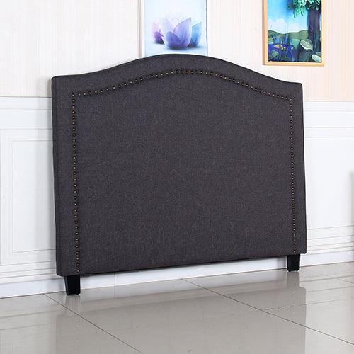 Bed Head Queen Size Charcoal Headboard with Curved Design Upholstery Linen Fabric