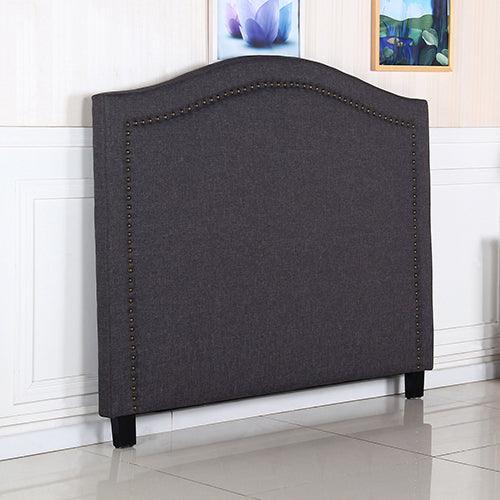 Bed Head Queen Size Charcoal Headboard with Curved Design Upholstery Linen Fabric
