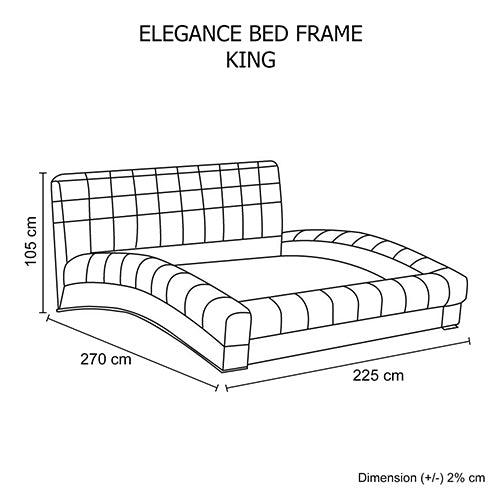 Designer Bed in Faux Leather King Size Stainless Steel Curved Side Black Colour with Metal Frame