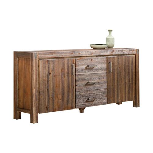 Buffet Sideboard in Chocolate Colour Constructed with Solid Acacia Wooden Frame Storage Cabinet with Drawers
