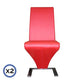 2x Z Shape Red Leatherette Dining Chairs with Stainless Base