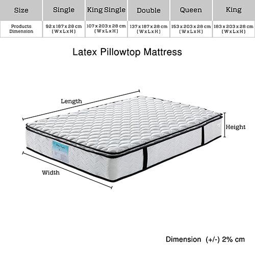 Double Mattress Latex Pillow Top Pocket Spring Foam Medium Firm Bed