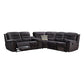 5 Seater Corner Couch Velvet Grey Fabric Recliner Sofa Lounge Set with Quilted Back Cushions
