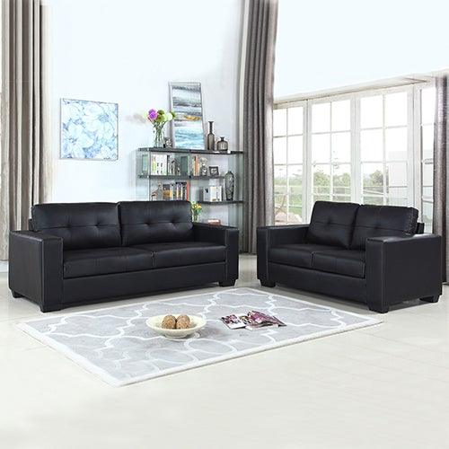 3+2 Seater Lounge Leatherette Sofa Couch with Wooden Frame in Black Colour