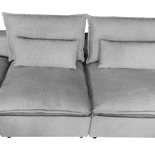 6 Seater Cloud Sectional Sofa in Belfast Fabric Grey Living Room Couch with Ottoman