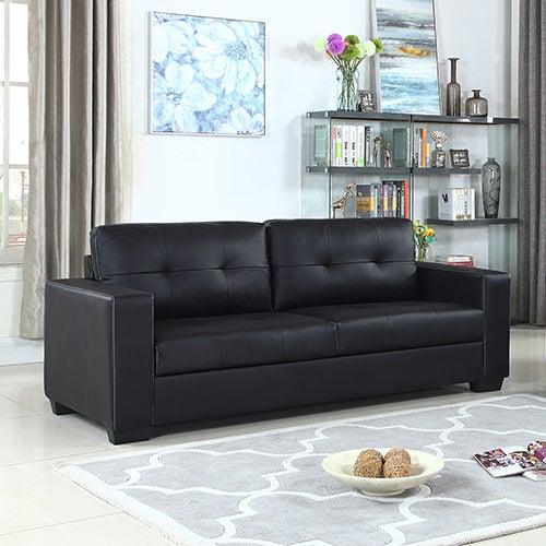 3 Seater Lounge Leatherette Sofa Couch with Wooden Frame in Black Colour