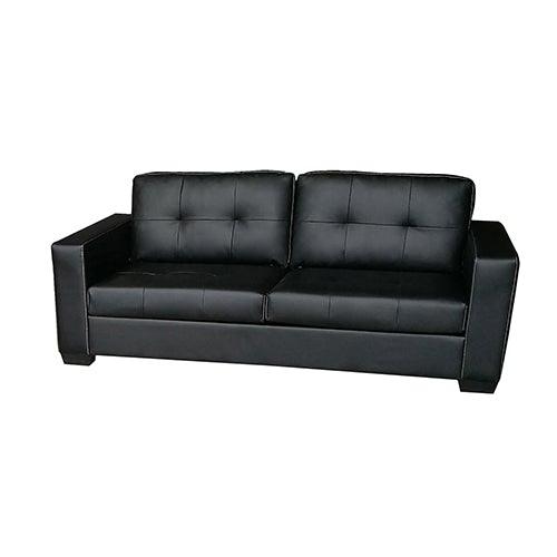 3 Seater Lounge Leatherette Sofa Couch with Wooden Frame in Black Colour