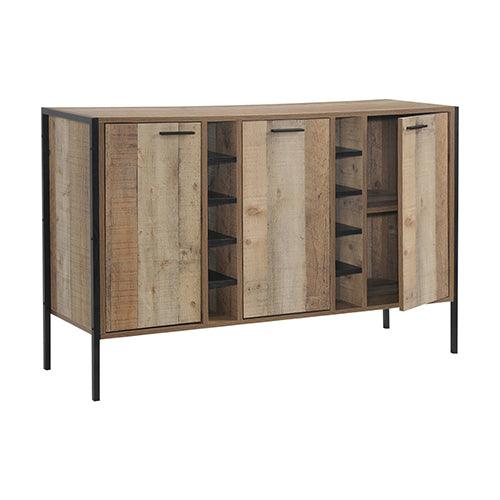Wine Cabinet with 2 Strorage and open Selves Bar Cabinet Cupboard in Oak Colour