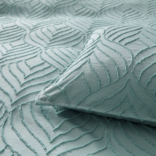 Tufted ultra soft microfiber quilt cover set-single sage green