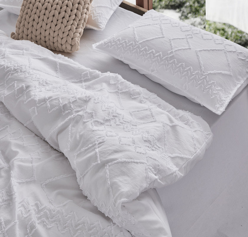Tufted ultra soft microfiber quilt cover set-queen white