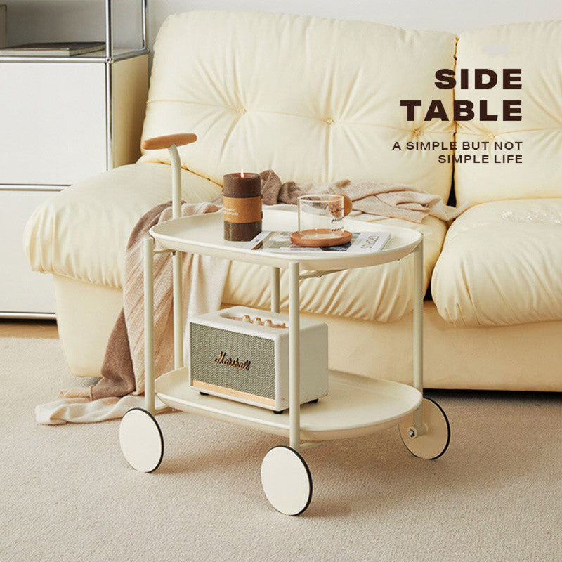 Movable Modern  Trolley Small Unit Coffee Table Cart Storage Sofa Side Table with Wheels