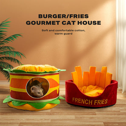 Washable Fries Pet Dog Cat Ded Calming Bed Warm Soft