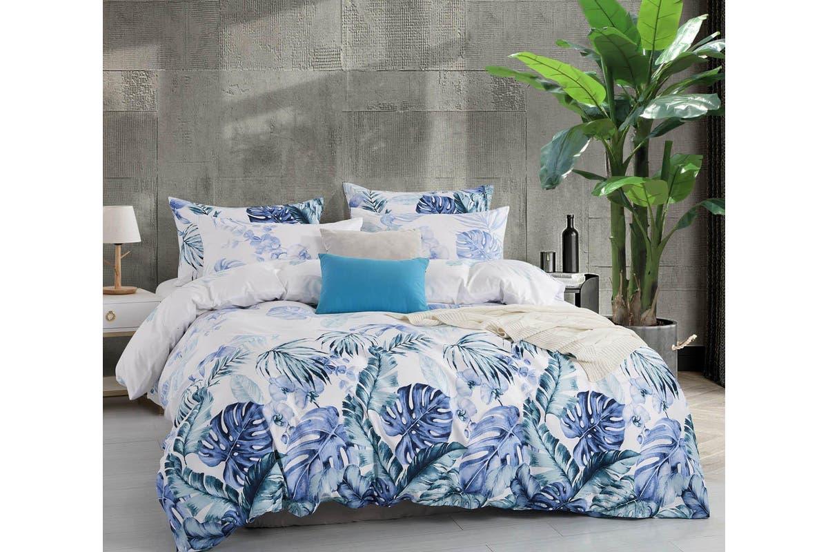 Luxton Queen Size Adelina Blue Teal Tropical Quilt Cover Set