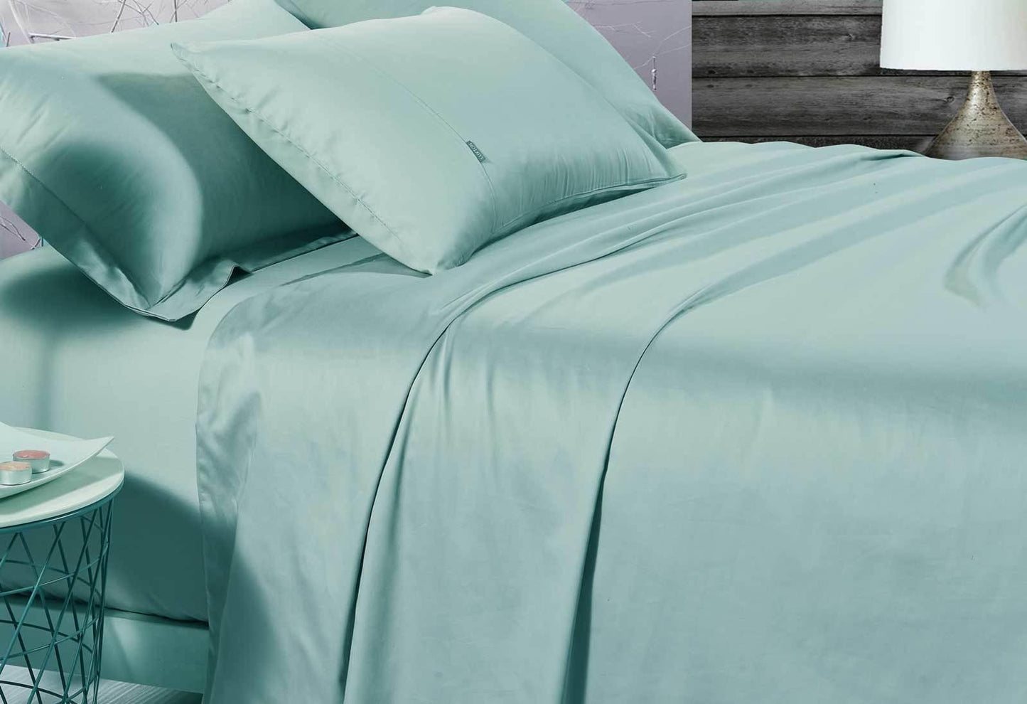 Luxton King Size 500TC Cotton Sateen Fitted Sheet (Mint Color)