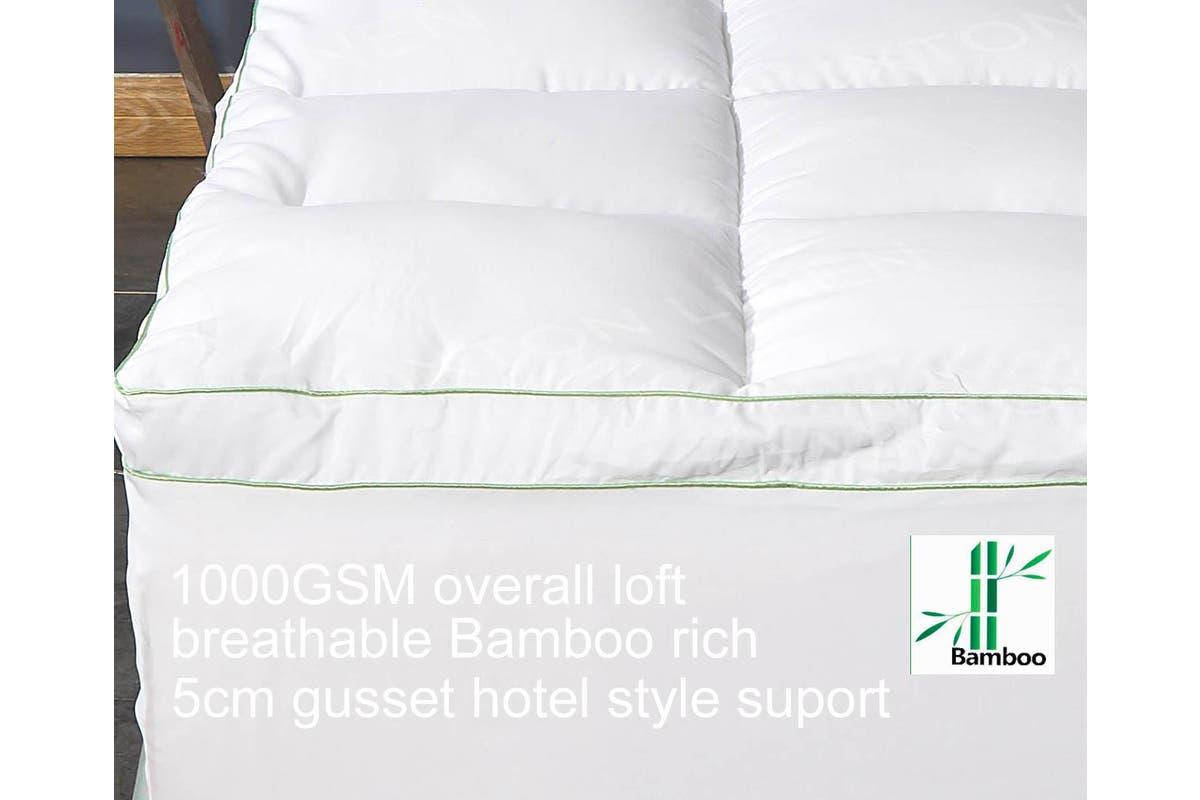 Luxton Single Size 1000GSM Bamboo Mattress Topper with Gusset Support