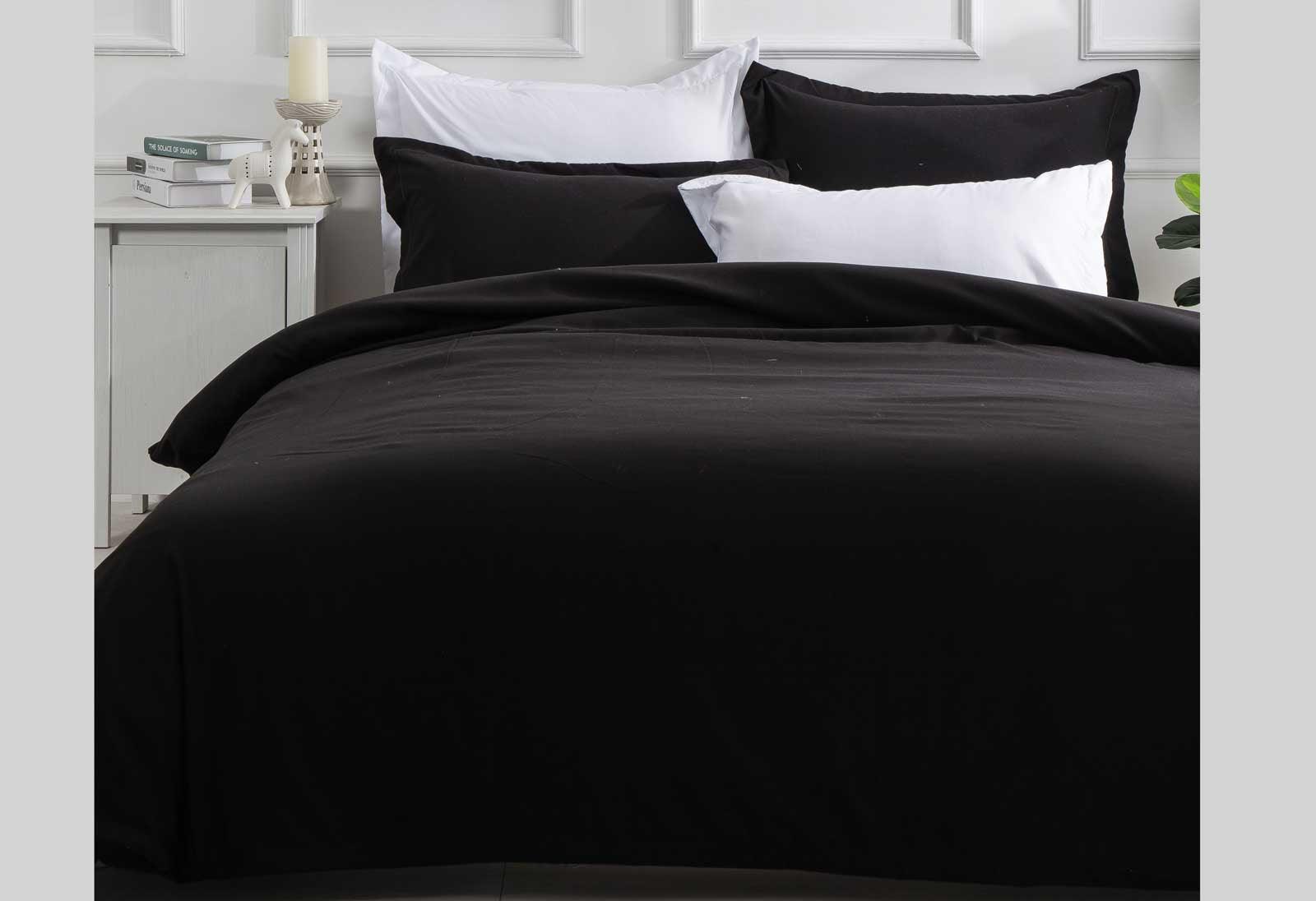 Luxton Queen Size Black Color Quilt Cover Set (3PCS)