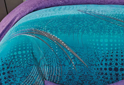 Luxton Queen Size Turquoise Aqua and Purple Quilt Cover Set(3PCS)