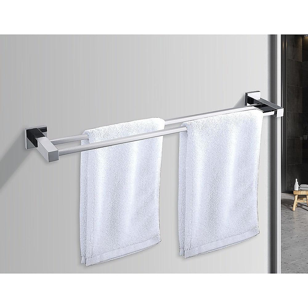 Double Classic Chrome Towel Bar Rail Bathroom