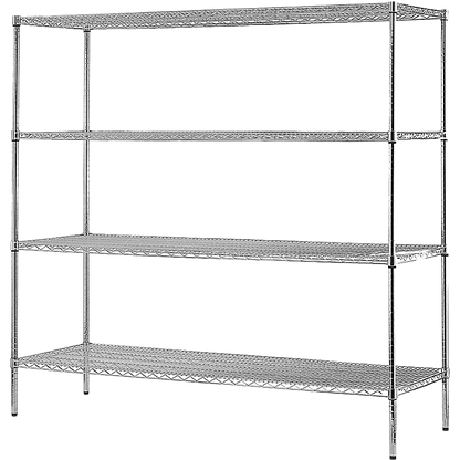 Modular Chrome Wire Storage Shelf 1500 x 350 x 1800 Steel Shelving