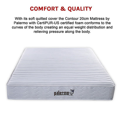 Palermo Contour 20cm Encased Coil King Mattress CertiPUR-US Certified Foam