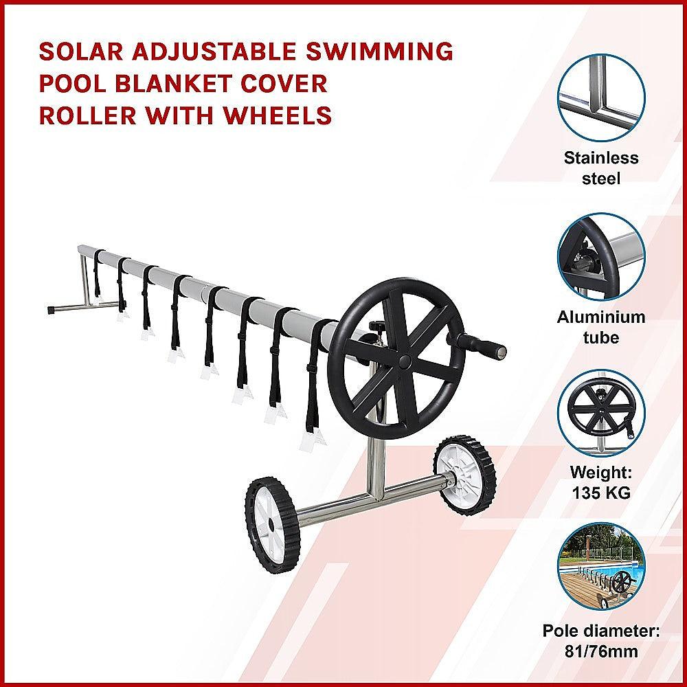 Solar Adjustable Swimming Pool Blanket Cover Roller with Wheels
