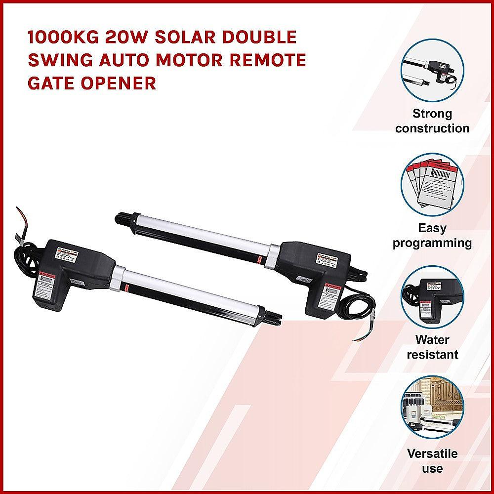 1000KG 20W Solar Double Swing Auto Motor Remote Gate Opener