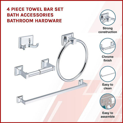 4 Piece Towel Bar Set Bath Accessories Bathroom Hardware