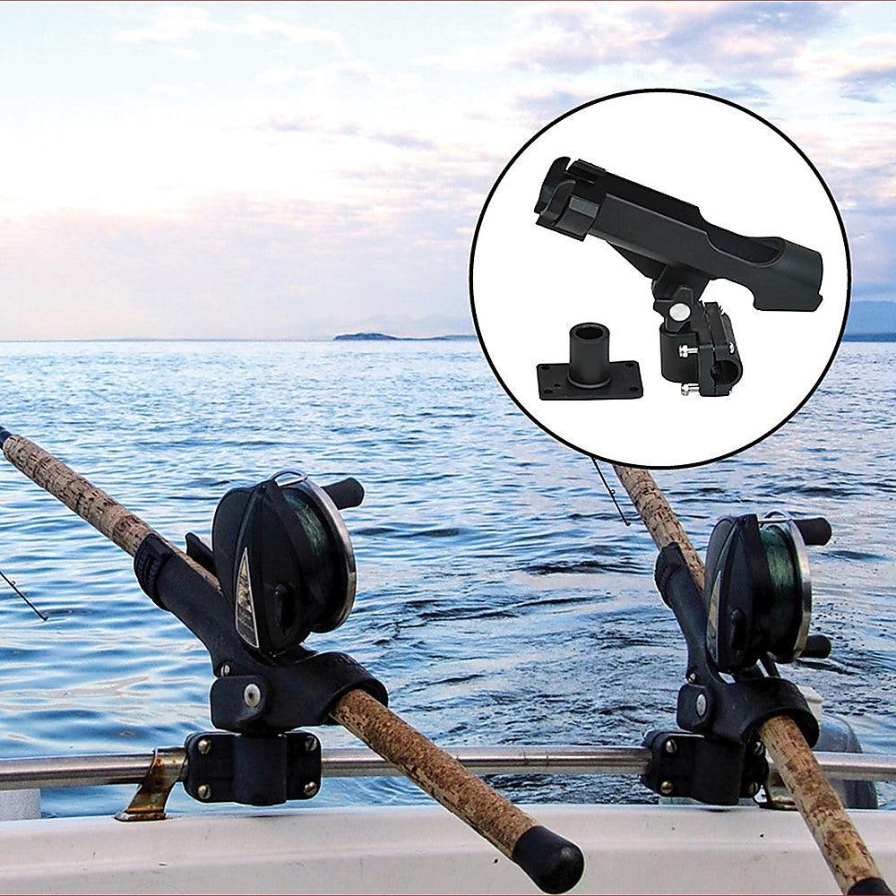 4PC Kayak Boat Fishing Pole Rod Holder Tackle Kit Adjustable Side Rail Mount