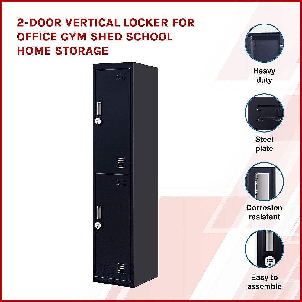2-Door Vertical Locker for Office Gym Shed School Home Storage
