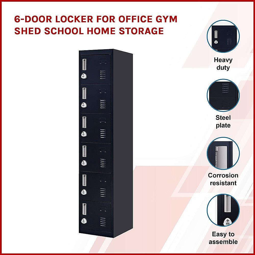 6-Door Locker for Office Gym Shed School Home Storage