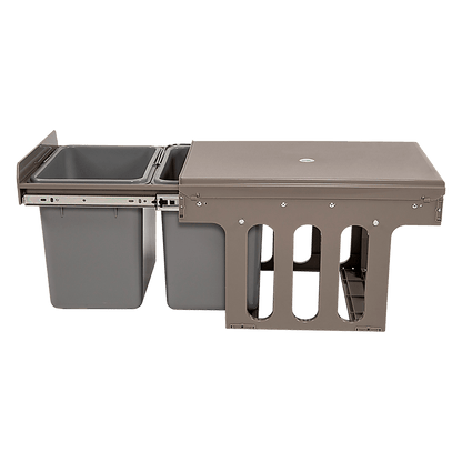 2x 15L Pull Out Trash Bin Dual Kitchen Garbage Waste Basket Cabinet Bin