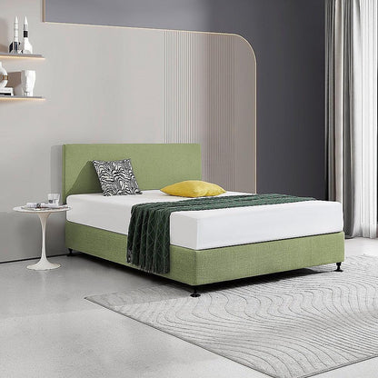 Linen Fabric Queen Bed Deluxe Headboard Bedhead - Olive Green