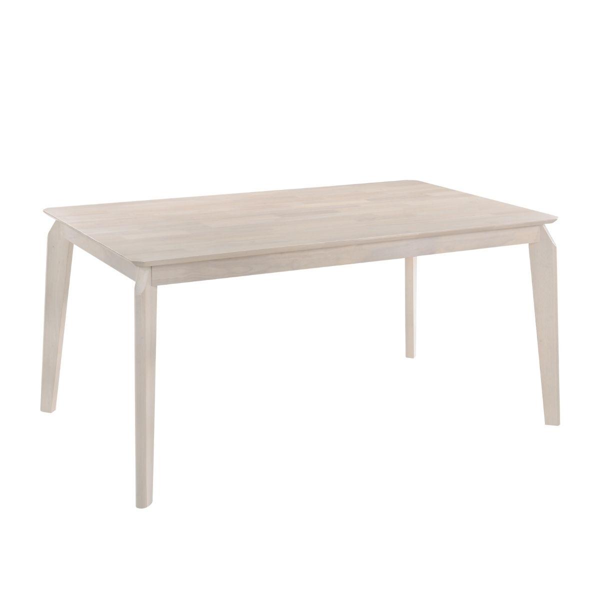 Dining Table 6 Seater Solid Rubberwood in White Washed