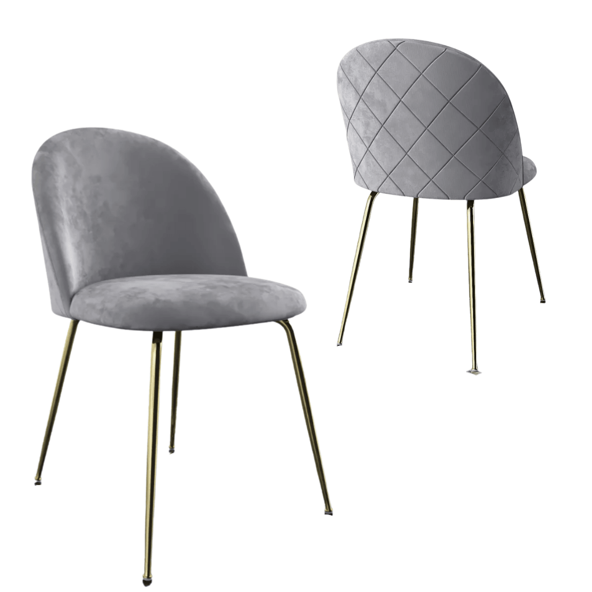 Adie Grey Velvet Dining Chair with Gold Legs Set of 2