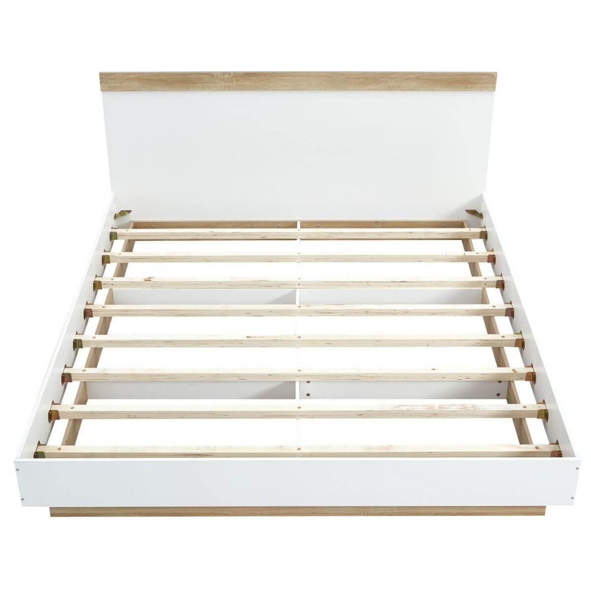Aiden Industrial Contemporary White Oak Bed Frame Queen Size