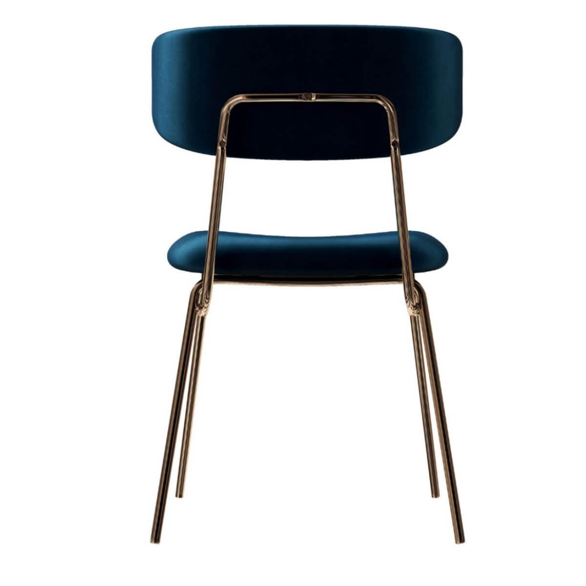 Kylie Modern Sapphire Blue Dining Chair with Gold Legs Set of 2