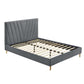 Modern Contemporary Upholstered Fabric Platform Bed Base Frame Queen Beige