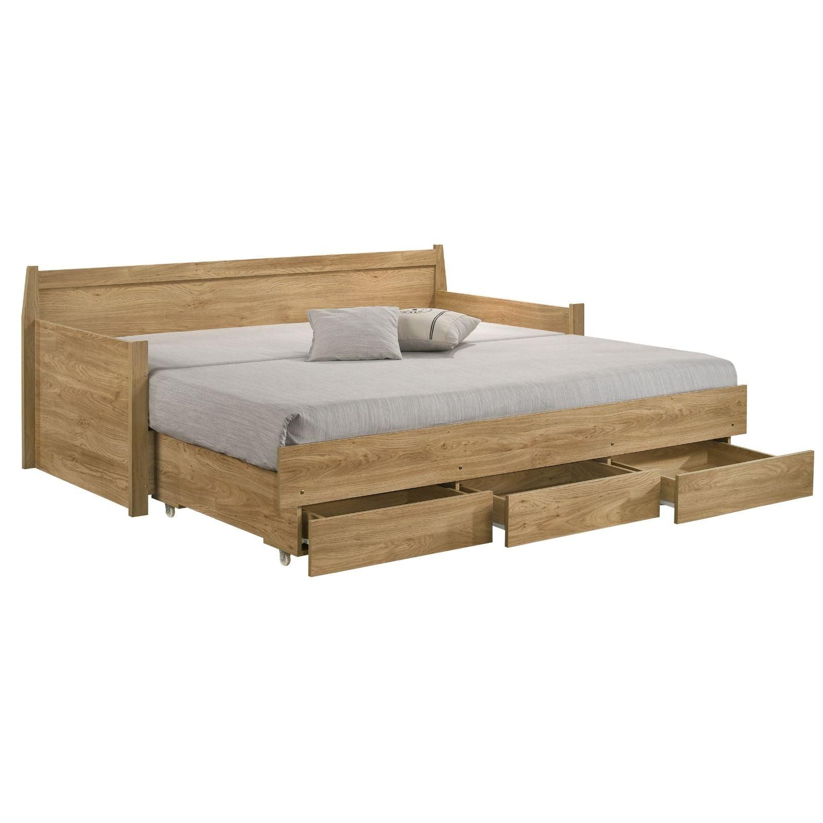 Mica Natural Wooden Day Bed with 3 Drawers Sofa Bed Frame