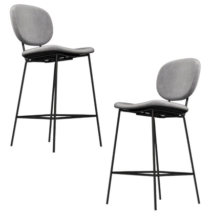 Set of 2 Dining Chairs Murray Grey Velvet Barstool Bar stool