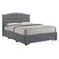 French Provincial Modern Fabric Platform Bed Base Frame with Storage Drawers King Light Grey