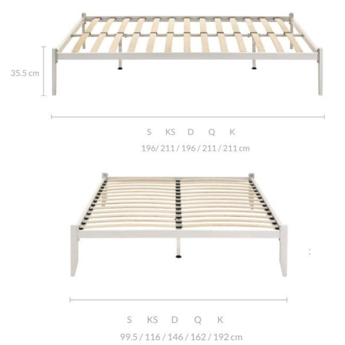 Metal Bed Base Frame Platform Foundation White - Queen