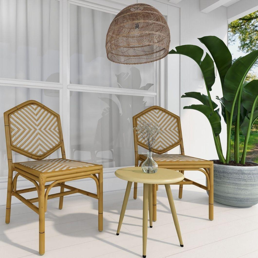 Miley French Flair Natural Outdoor Dining Chair Set of 2